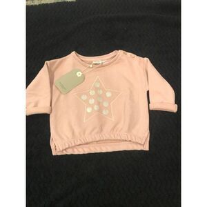 Zara Baby Girl size 9/12 months pink star Sweatshirt